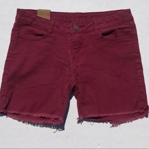 Insight Red Jean Cutoff Shorts